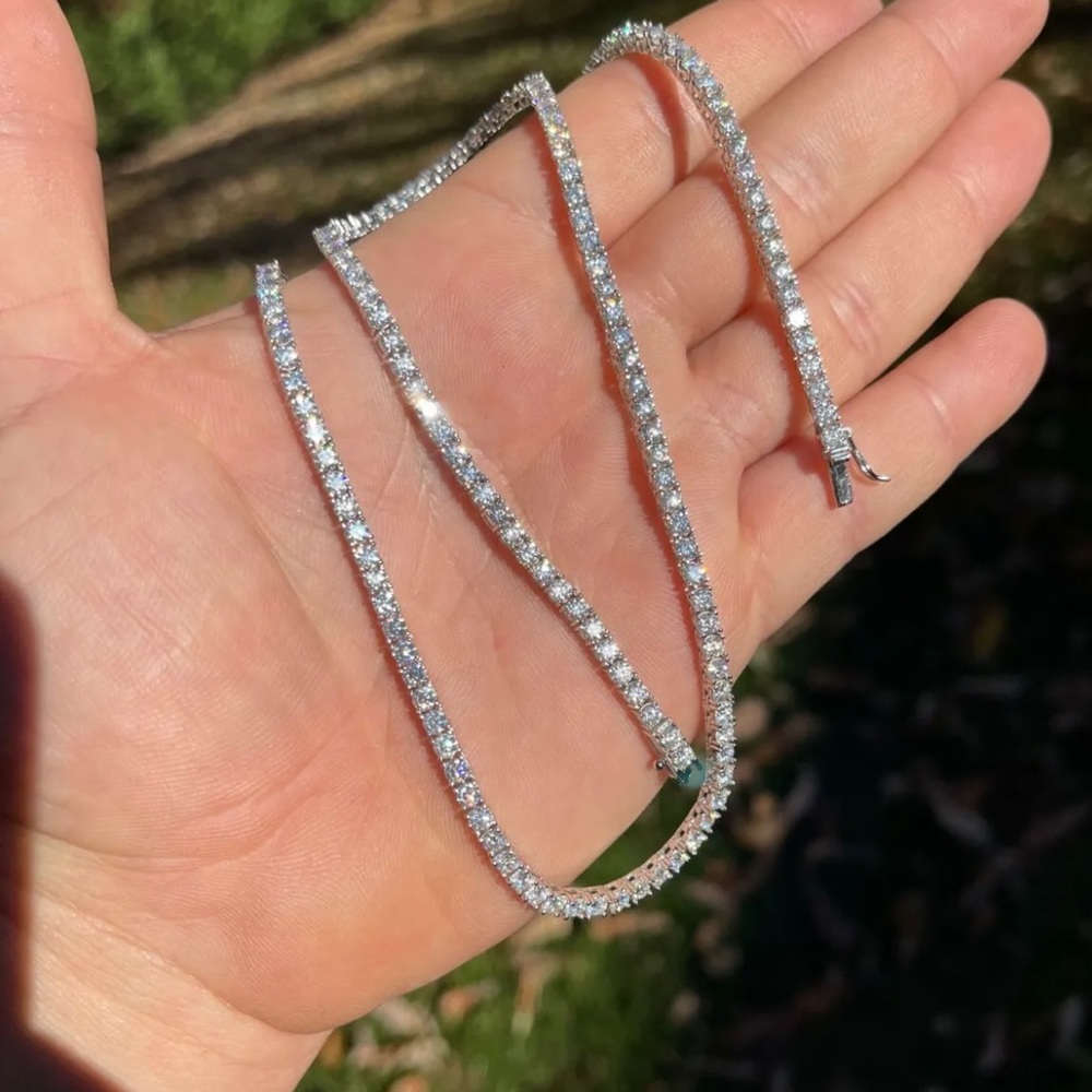 💎925 Silver VVS1 Moissanite Tennis Chain Diamond necklace Cadena💎 20”